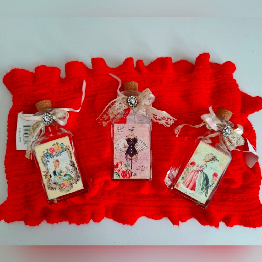 NWT - Set of 3 Decorative Glass Bottles